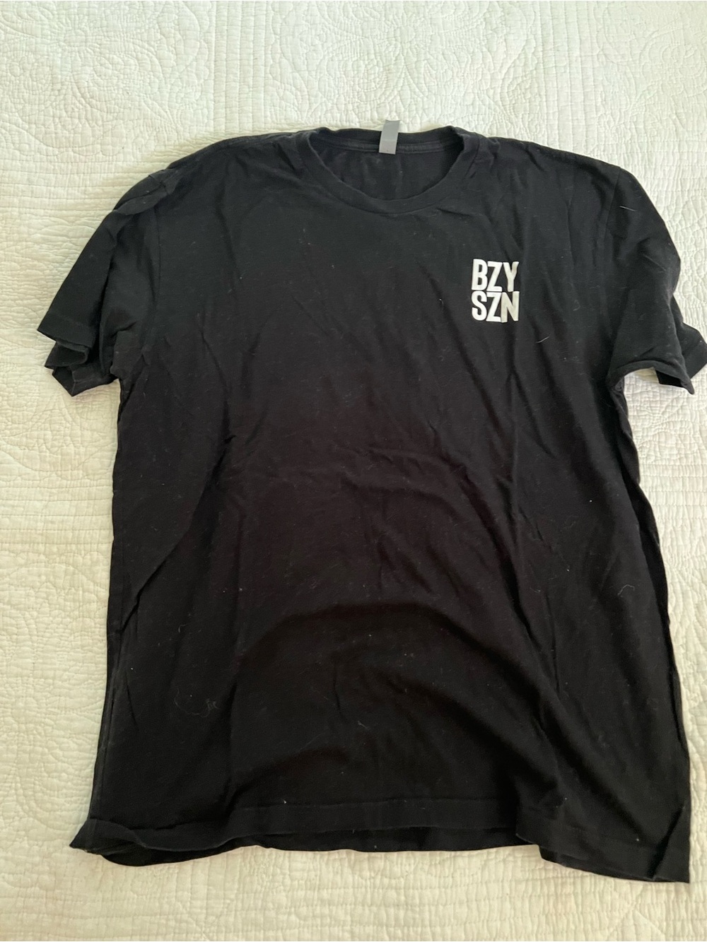 Fruit of the Loom Black Short Sleeve Tee with White BZY SZN Chest Print